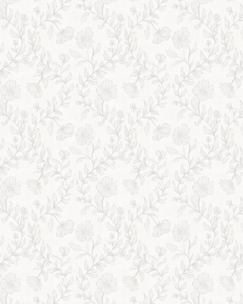 Country Floral Climber in Soft Grey Wallpaper from Olive et Oriel where you can shop wallpaper and artworks online