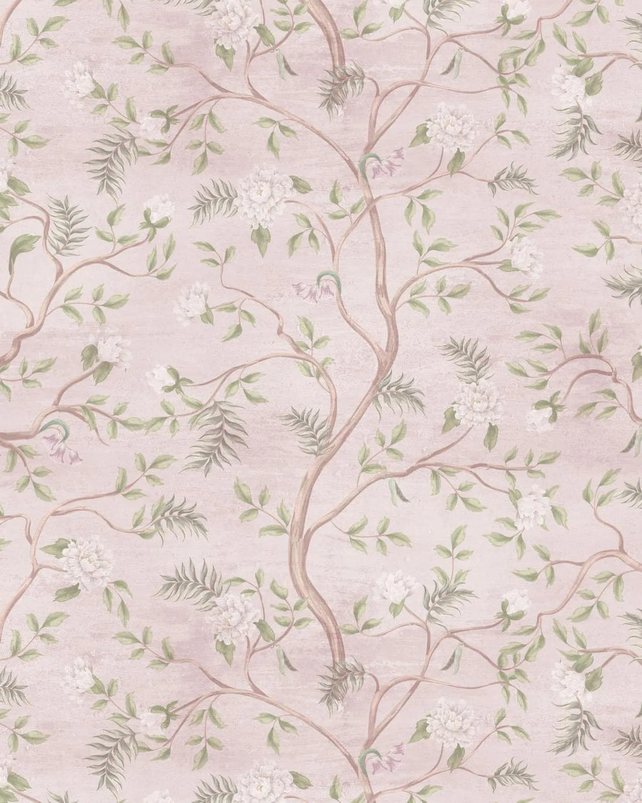 Eastern Vines Pink Wallpaper from Olive et Oriel where you can shop wallpaper and artworks online