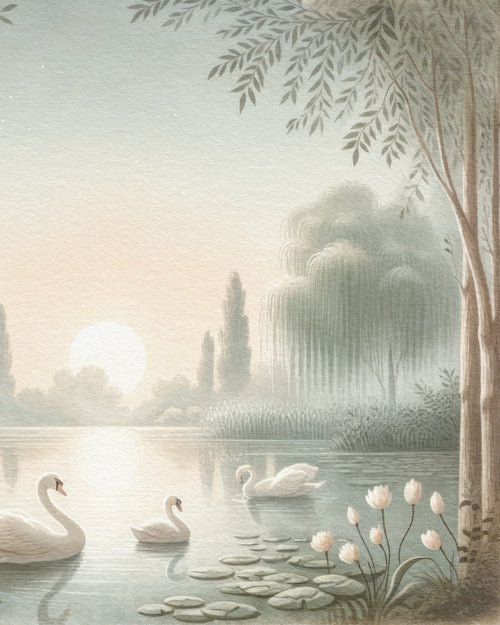 Graceful Swan's Haven Wallpaper Mural