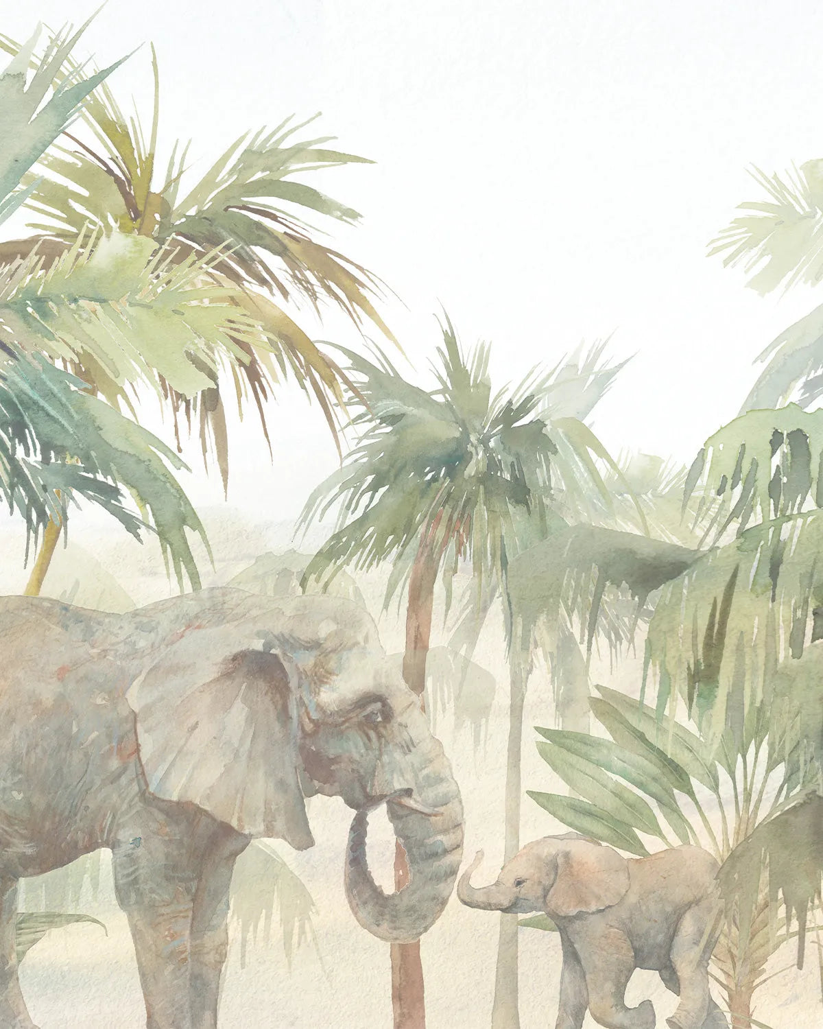Jungle Elephants Wallpaper Mural from Olive et Oriel where you can shop wallpaper and artworks online