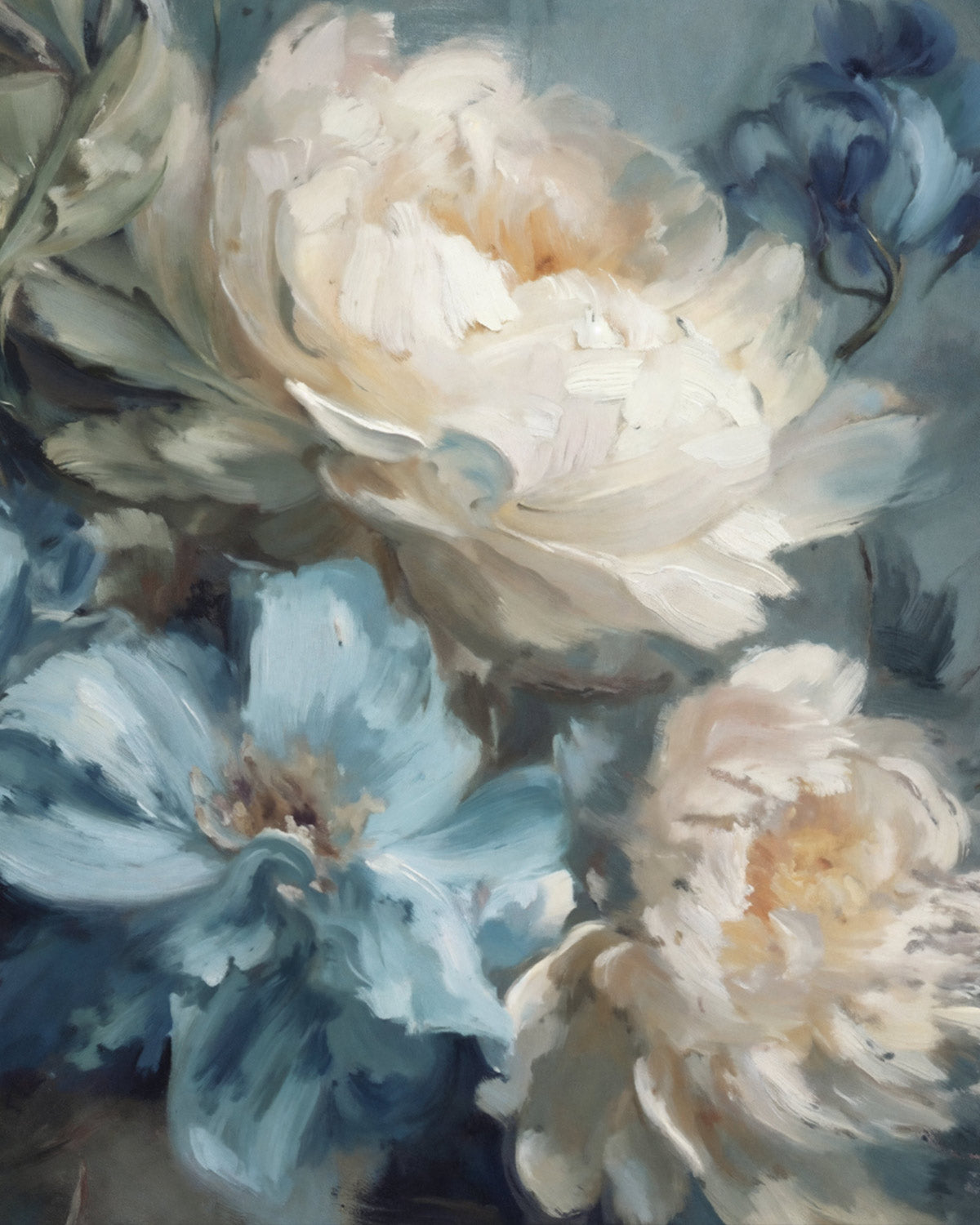 Blue Haze Florals Mural Wallpaper
