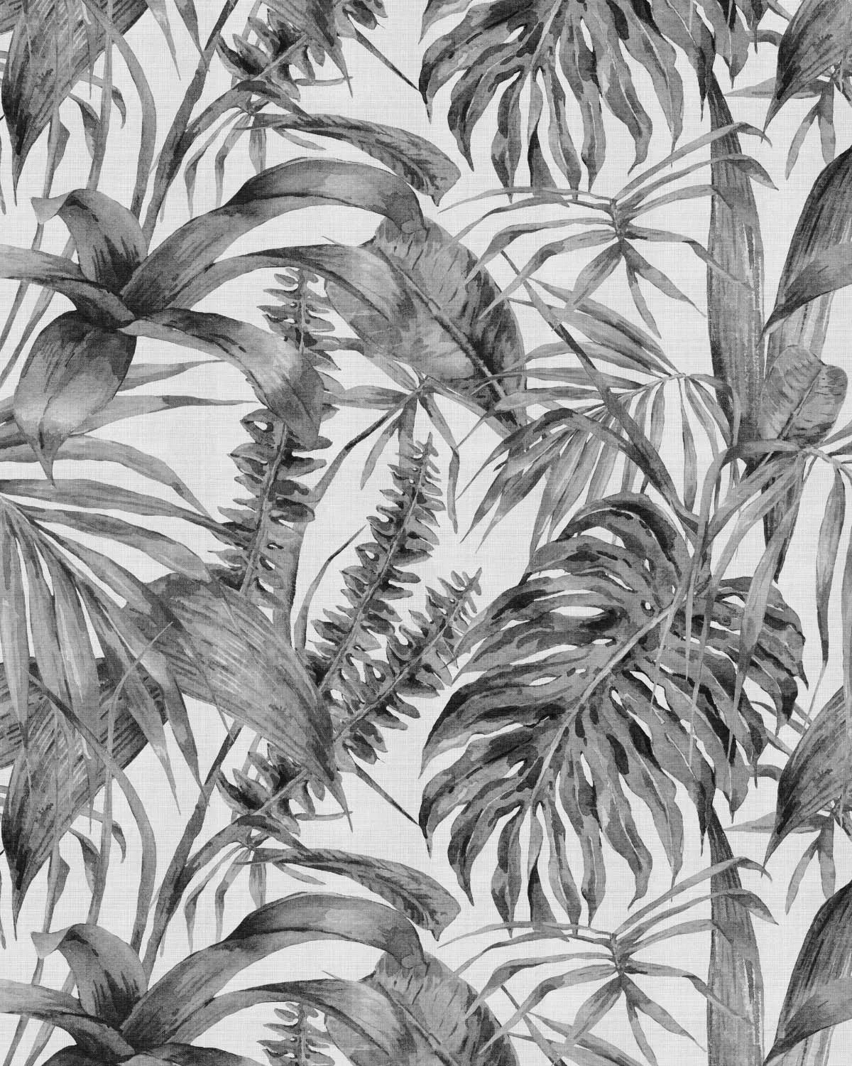 Palm Resort White on Black Wallpaper from Olive et Oriel where you can shop wallpaper and artworks online