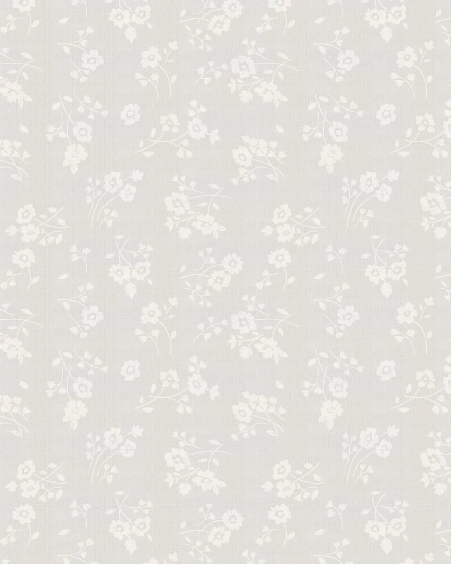 Falling Posies in Soft Grey Wallpaper from Olive et Oriel where you can shop wallpaper and artworks online