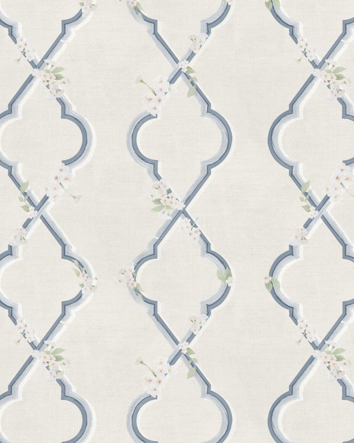 Country Garden Lattice in Blue Wallpaper from Olive et Oriel where you can shop wallpaper and artworks online