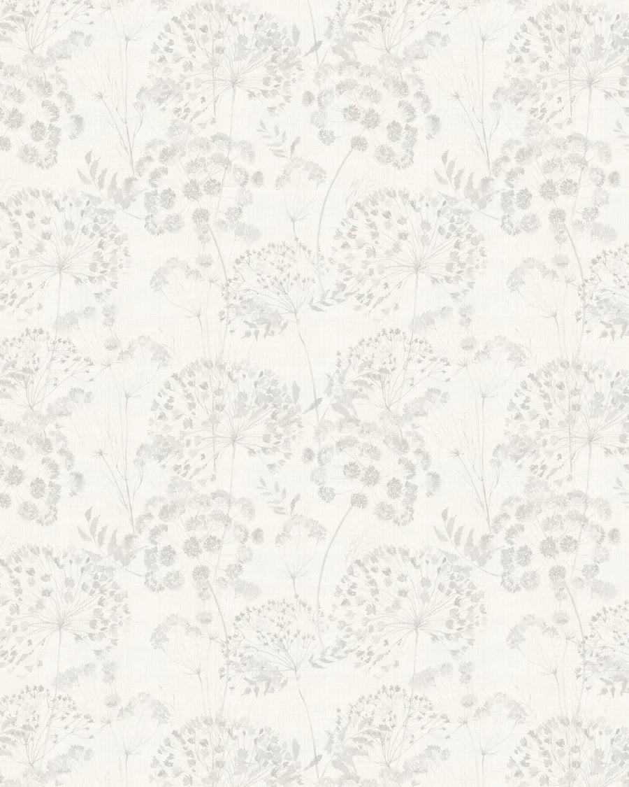 Dandelions in Bloom in Soft Grey Wallpaper from Olive et Oriel where you can shop wallpaper and artworks online
