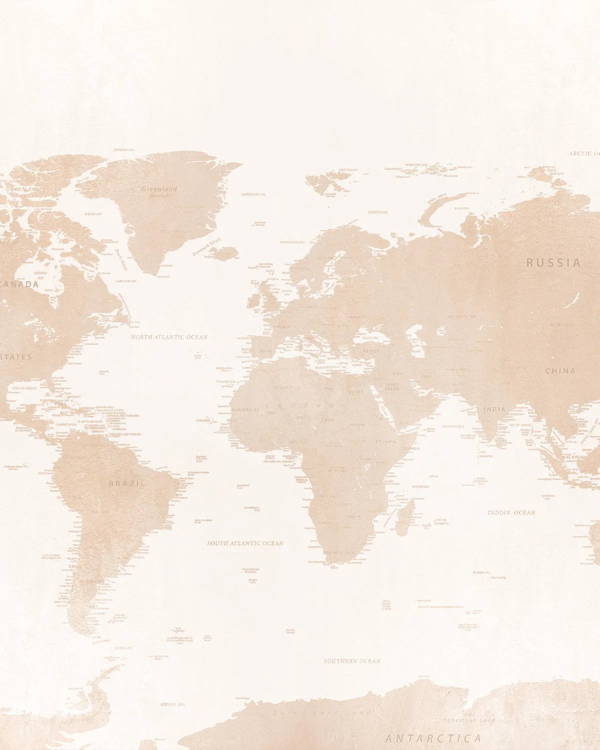 World Map Beige Wallpaper Mural from Olive et Oriel where you can shop wallpaper and artworks online