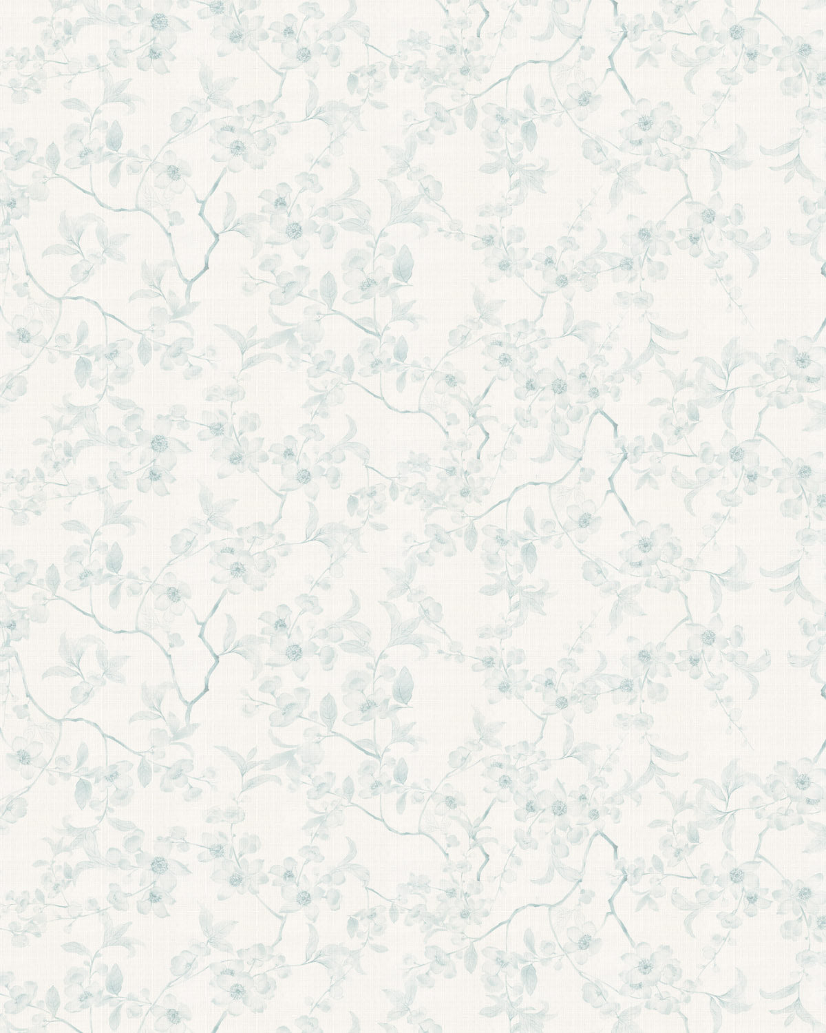 Country Floral Stems in Soft Blue Wallpaper