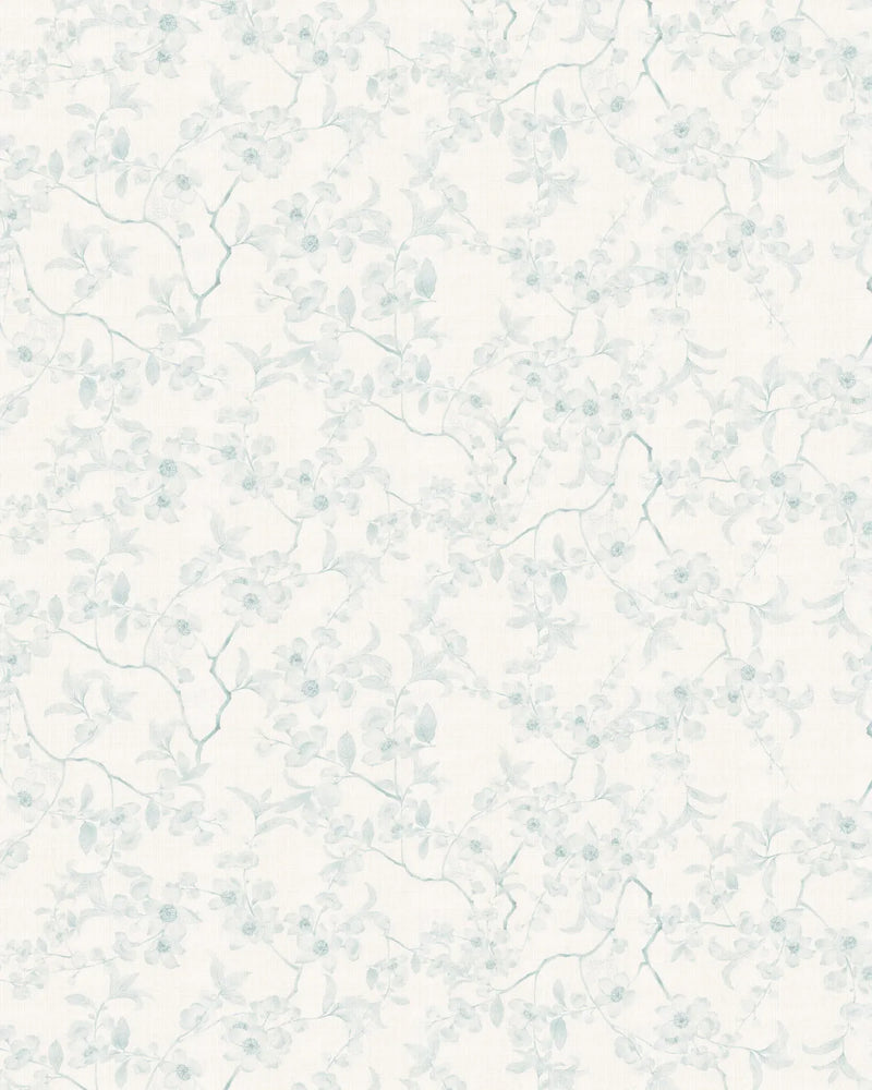 Country Floral Stems in Soft Blue Wallpaper from Olive et Oriel where you can shop wallpaper and artworks online