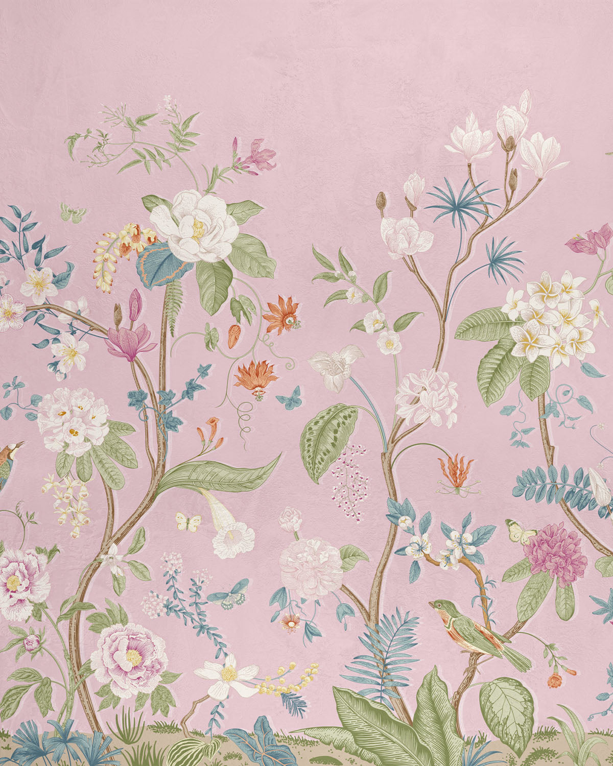 Vibrant Chinoiserie in Pink Wallpaper