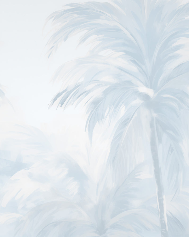 Coastal Palms Trees in Palisade Blue Wallpaper Mural