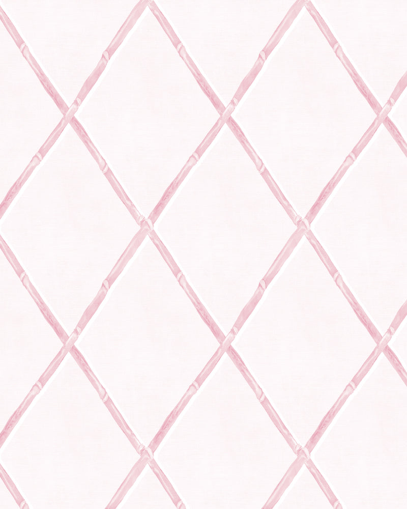 Bamboo Lattice in Soft Pink Wallpaper
