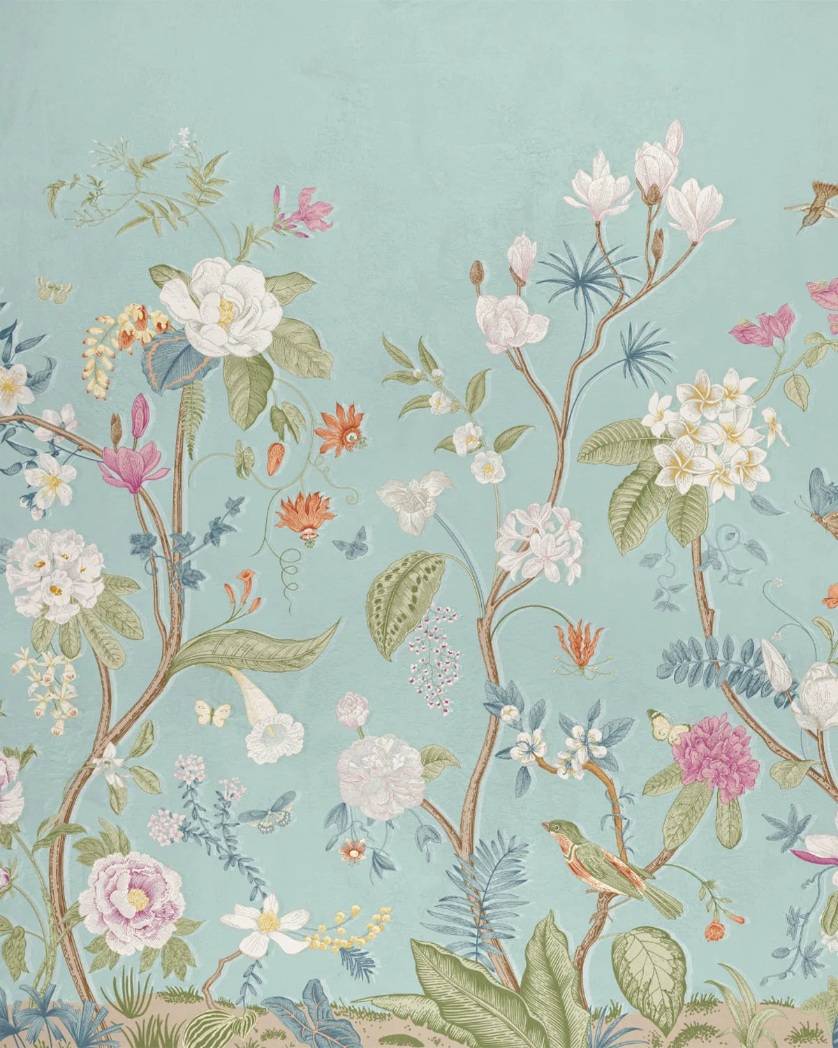 Vibrant Chinoiserie in Blue Wallpaper from Olive et Oriel where you can shop wallpaper and artworks online