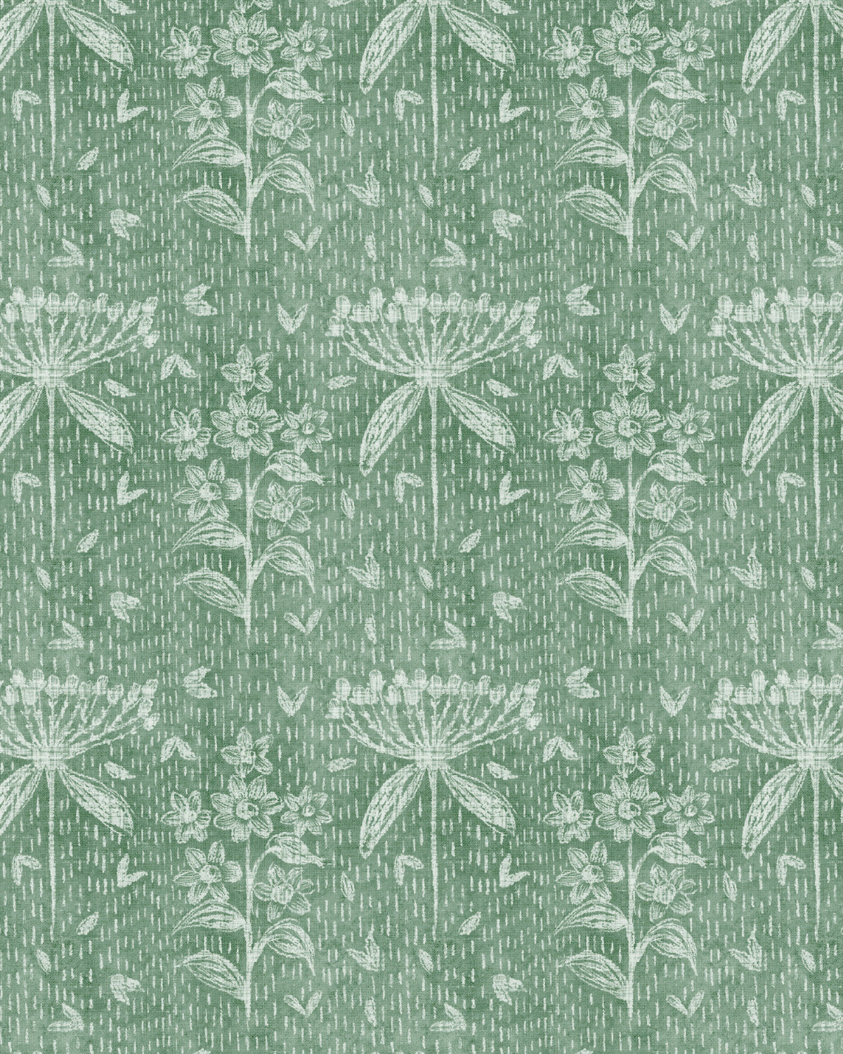 Country Stems Dark Green Wallpaper