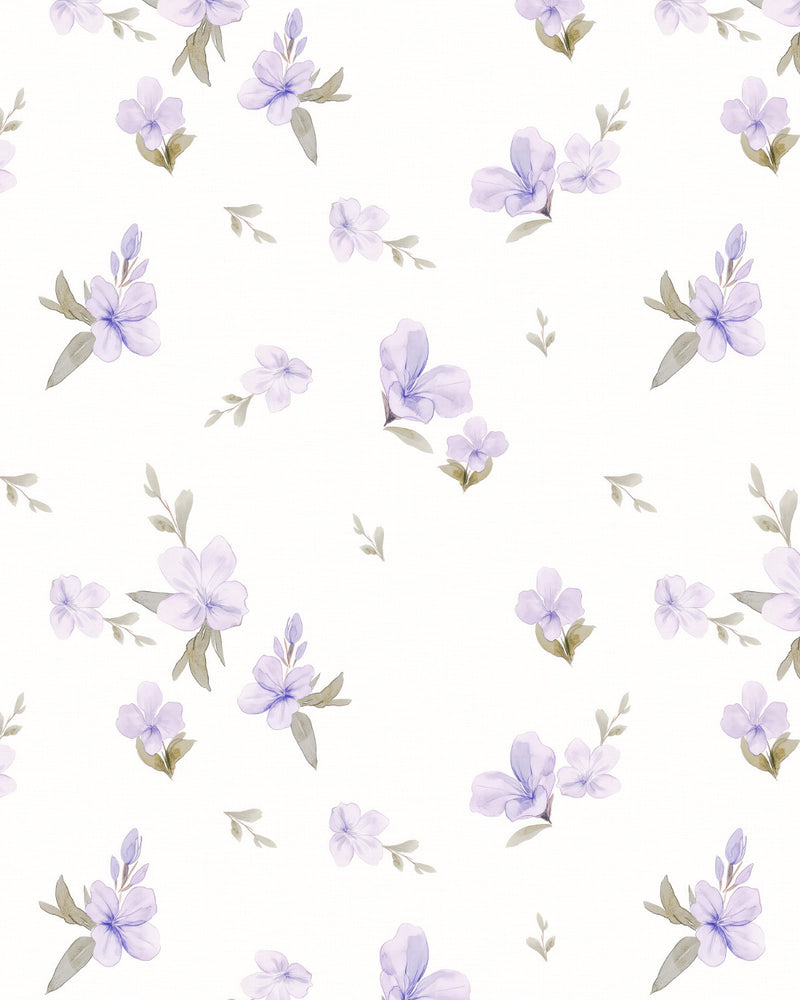 Lilac Flower Drop Wallpaper from Olive et Oriel where you can shop wallpaper and artworks online