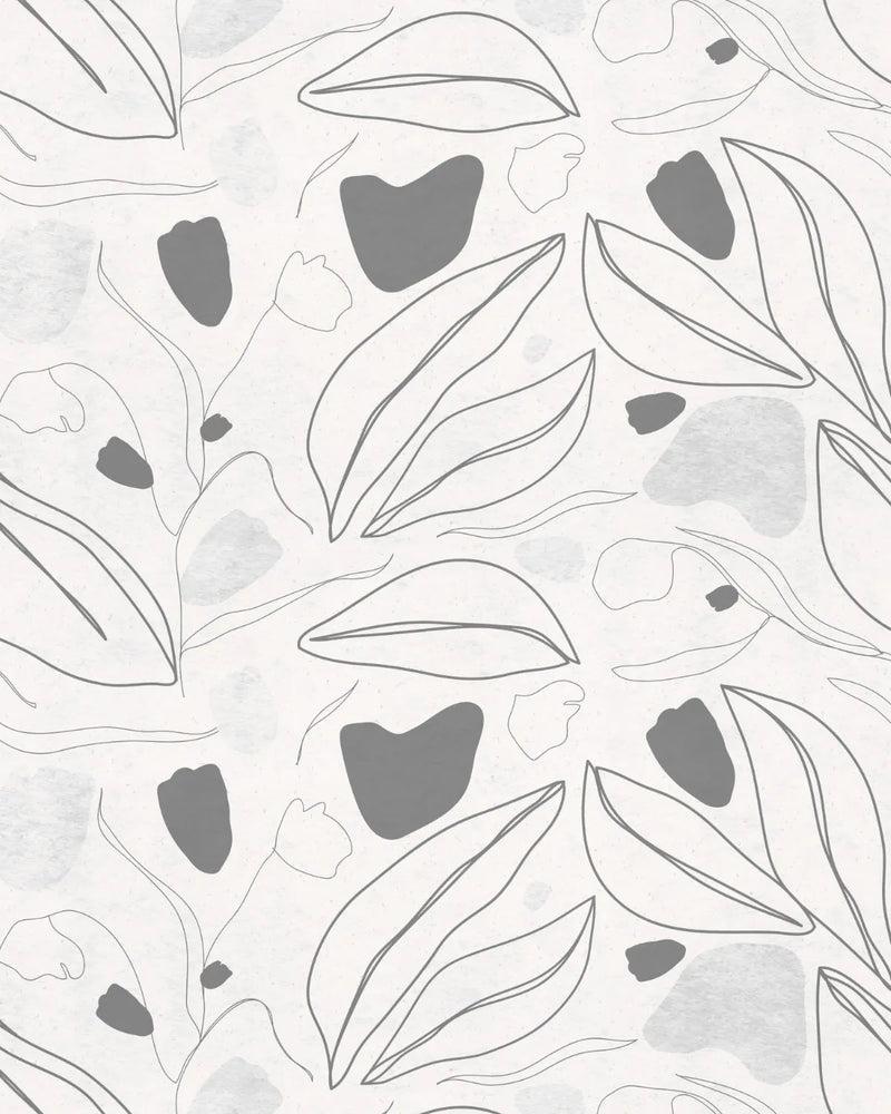 Linear Foliage Grey Wallpaper from Olive et Oriel where you can shop wallpaper and artworks online