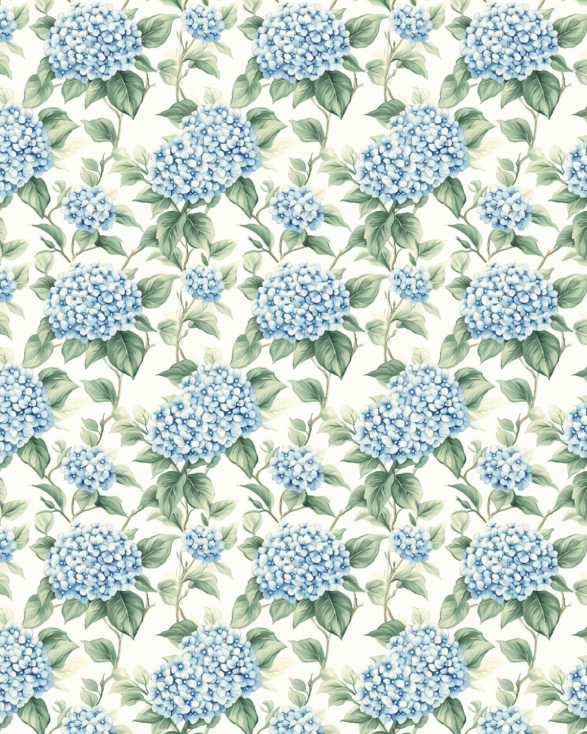 Hydrangea Cottage Flower in Light Blue Wallpaper