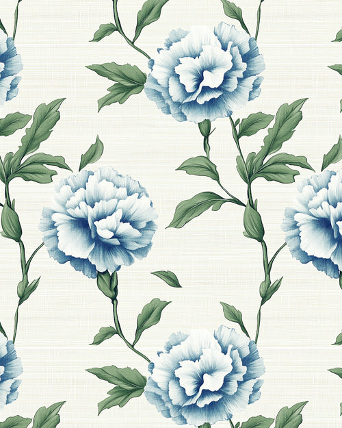 Cottage Carnations in Light Blue Wallpaper