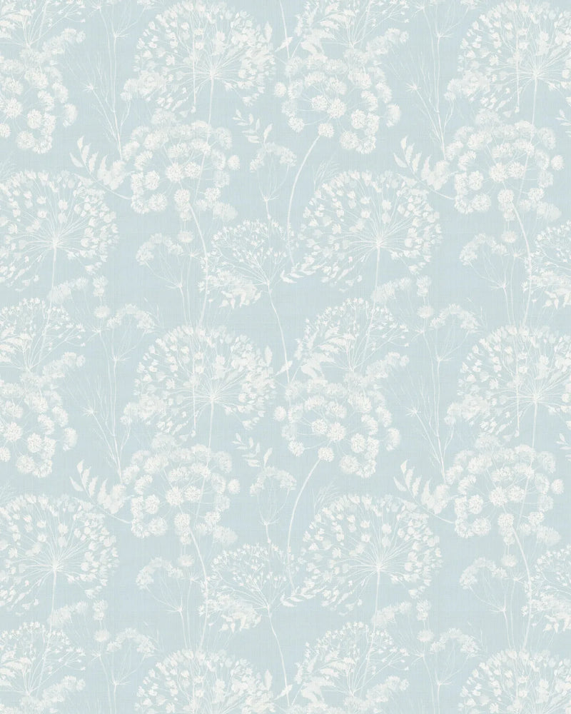 Dandelions in Bloom in Soft Blue Wallpaper from Olive et Oriel where you can shop wallpaper and artworks online