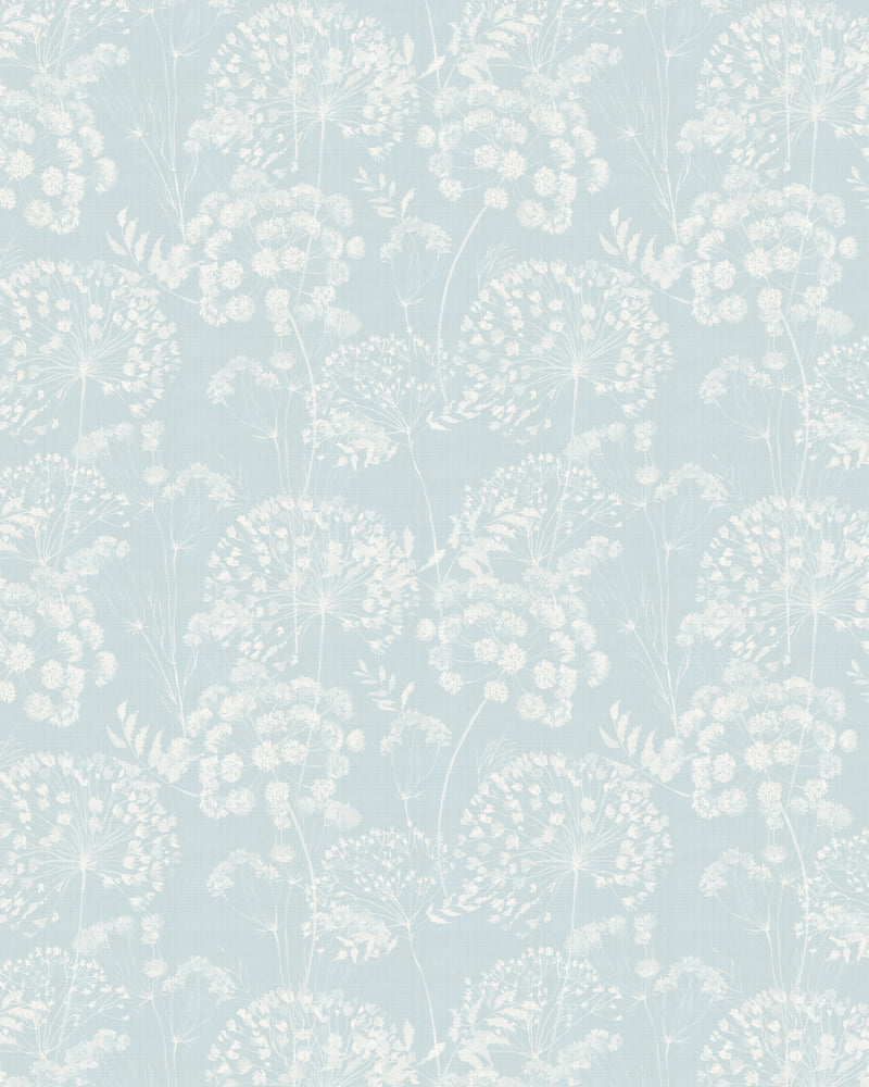Dandelions in Bloom in Soft Blue Wallpaper