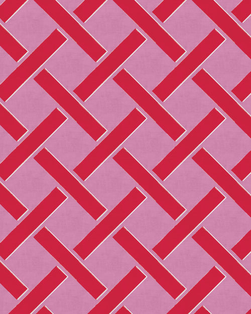 Criss Cross Lattice in Hot Pink Wallpaper