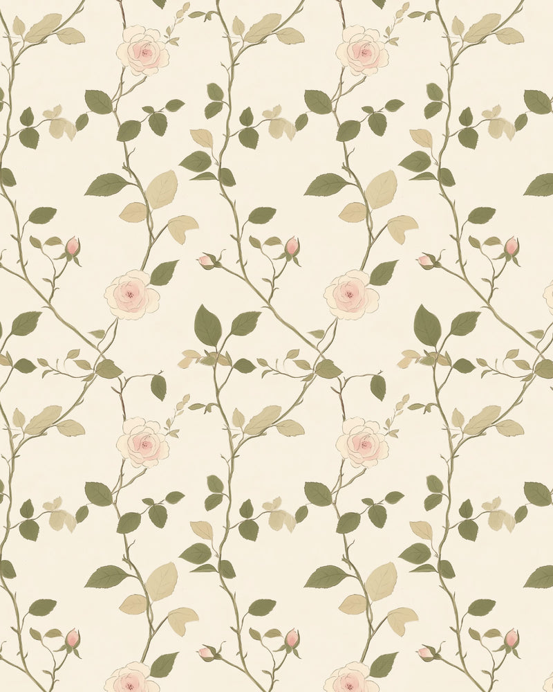 Sweet Cream Rose Wallpaper from Olive et Oriel where you can shop wallpaper and artworks online