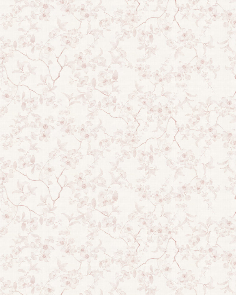 Country Floral Stems in Dusty Pink Wallpaper