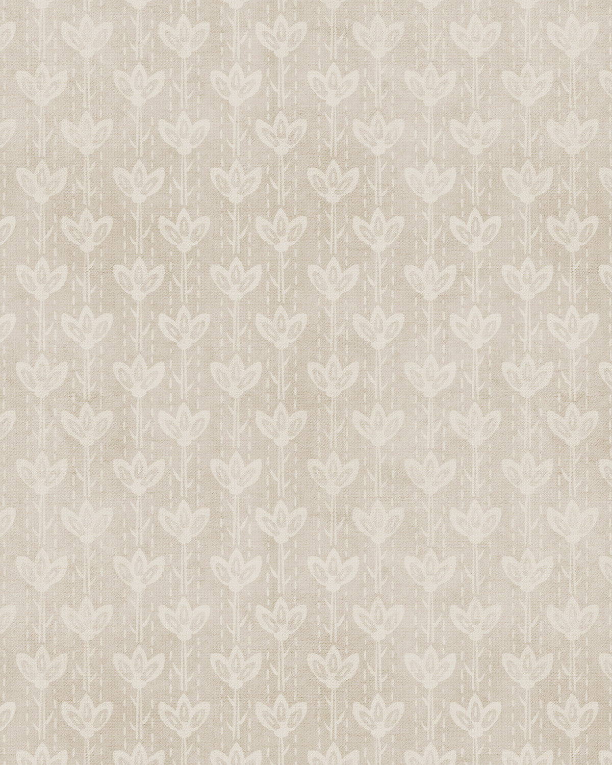 Farm House Flower Stem in Soft Beige Wallpaper