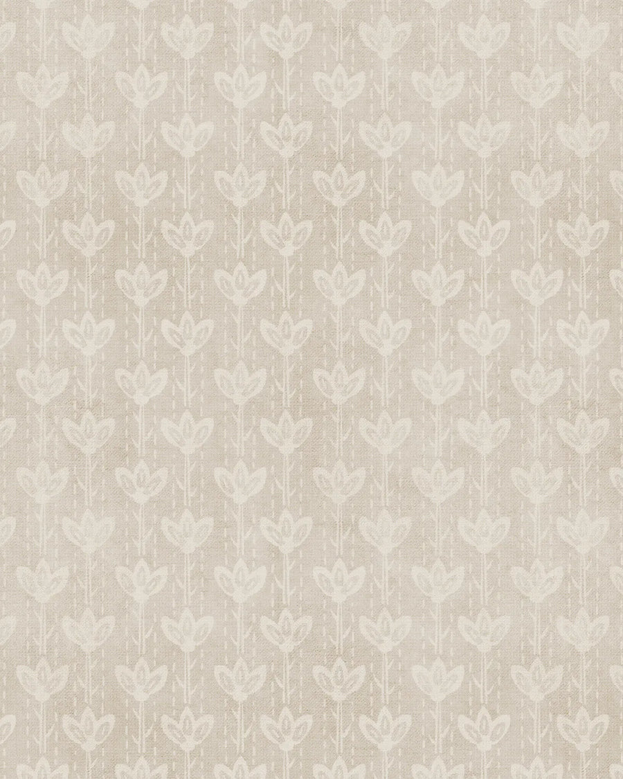 Farm House Flower Stem in Soft Beige Wallpaper from Olive et Oriel where you can shop wallpaper and artworks online