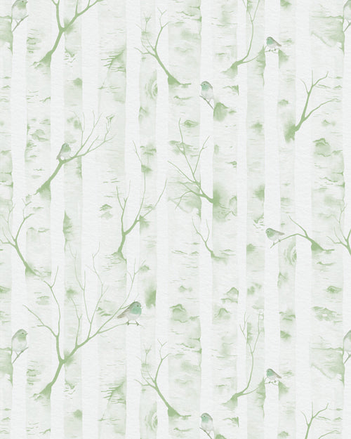 Woodland Birds in Sage Green Wallpaper