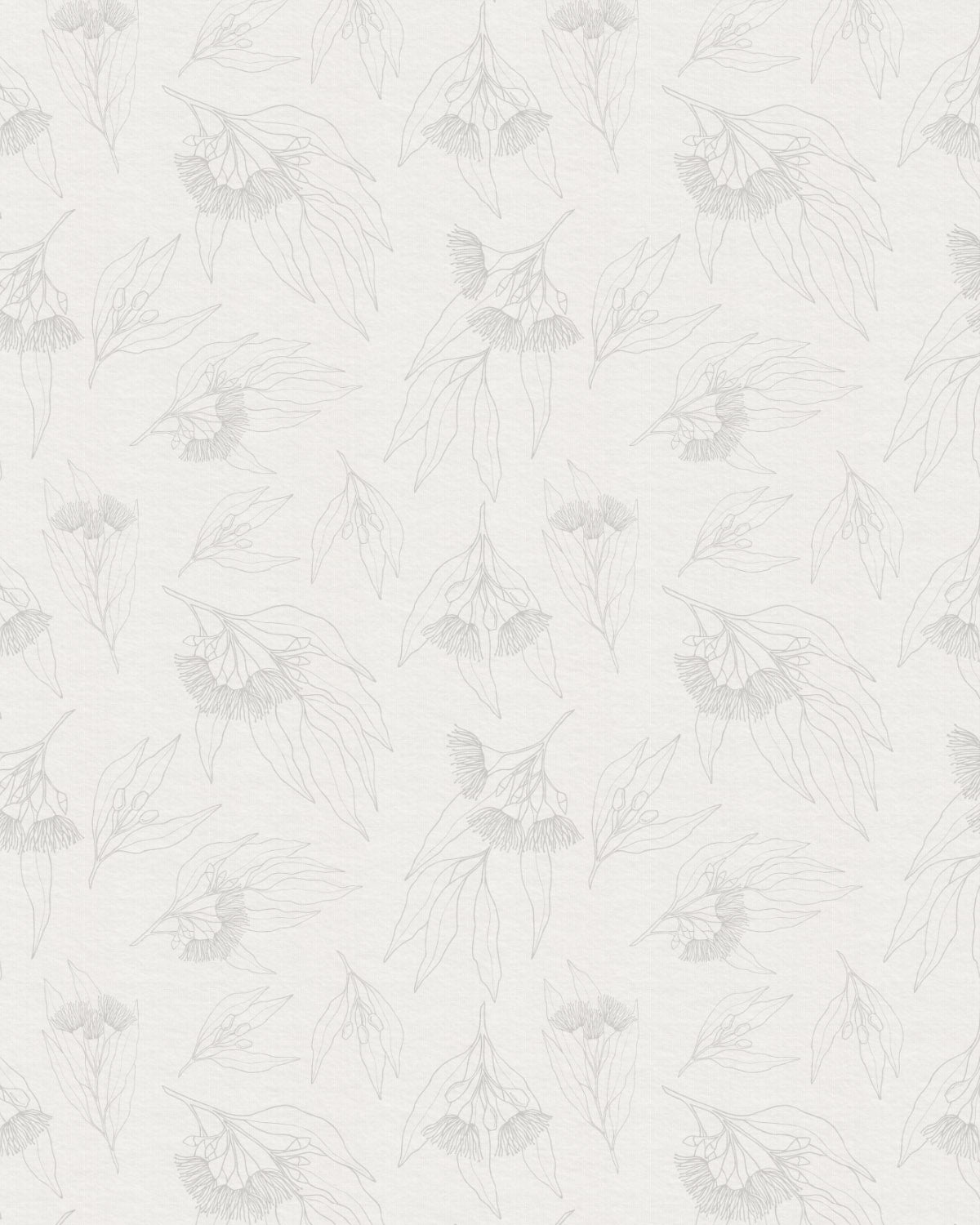 Eucalyptus Sketched in Soft Grey Wallpaper