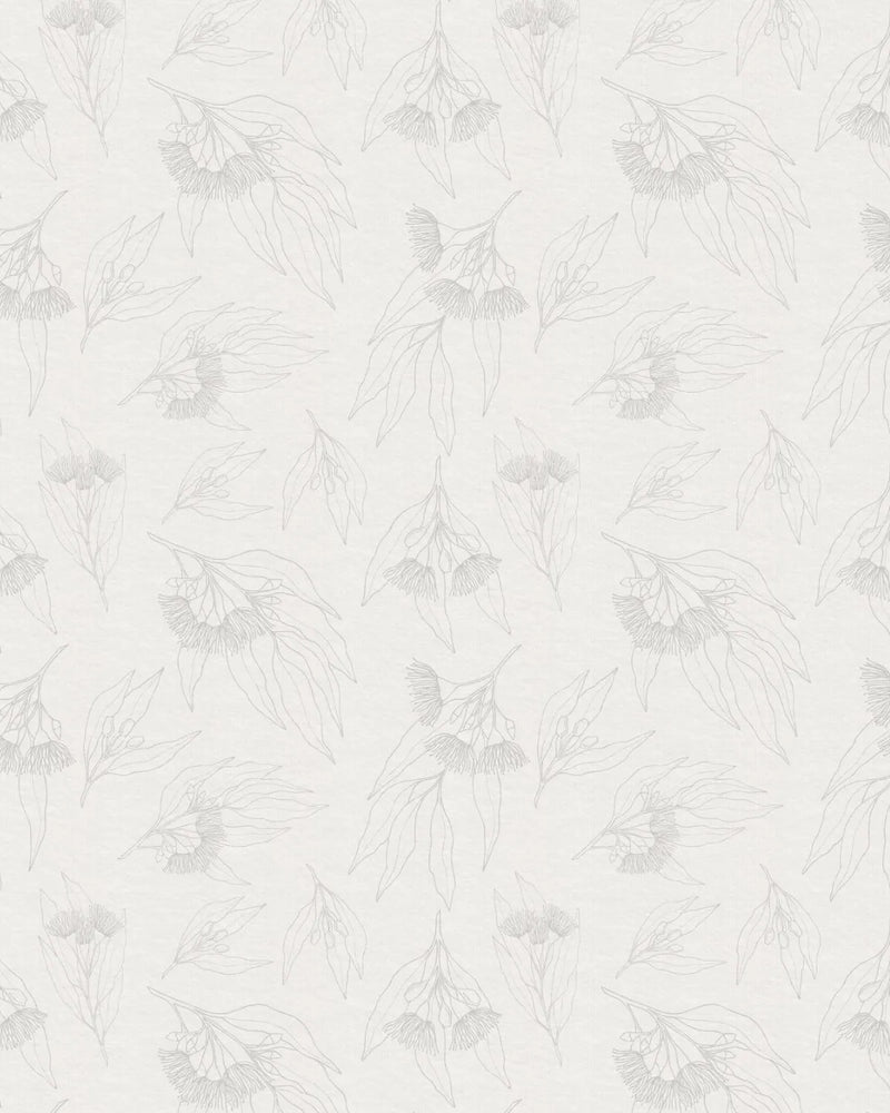 Eucalyptus Sketched in Soft Grey Wallpaper from Olive et Oriel where you can shop wallpaper and artworks online