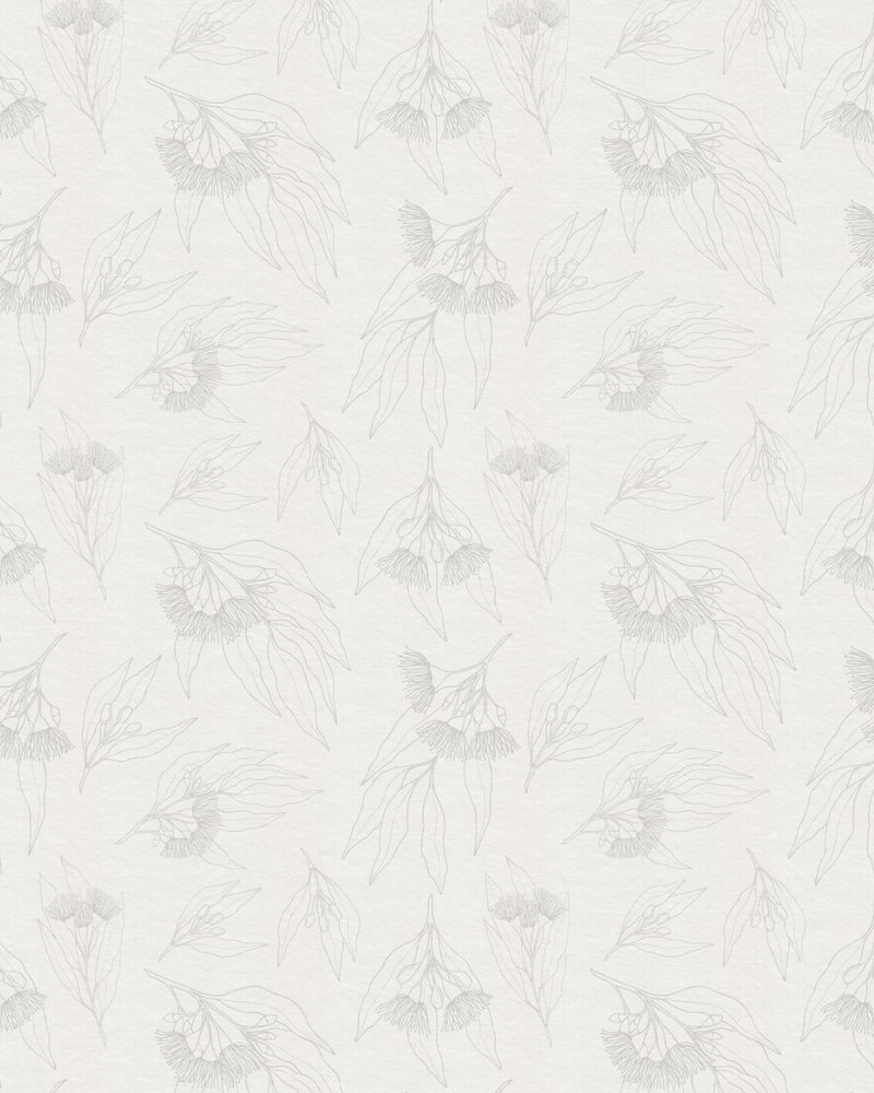 Eucalyptus Sketched in Soft Grey Wallpaper
