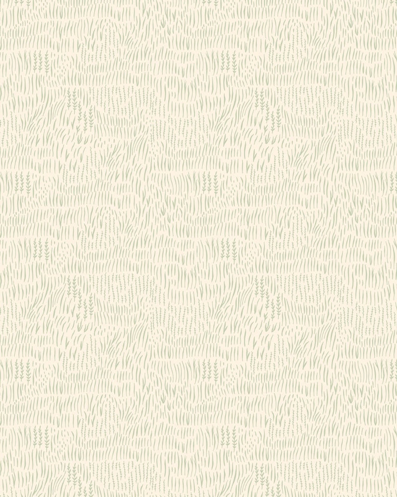 Whimsical Field in Sage Green Wallpaper
