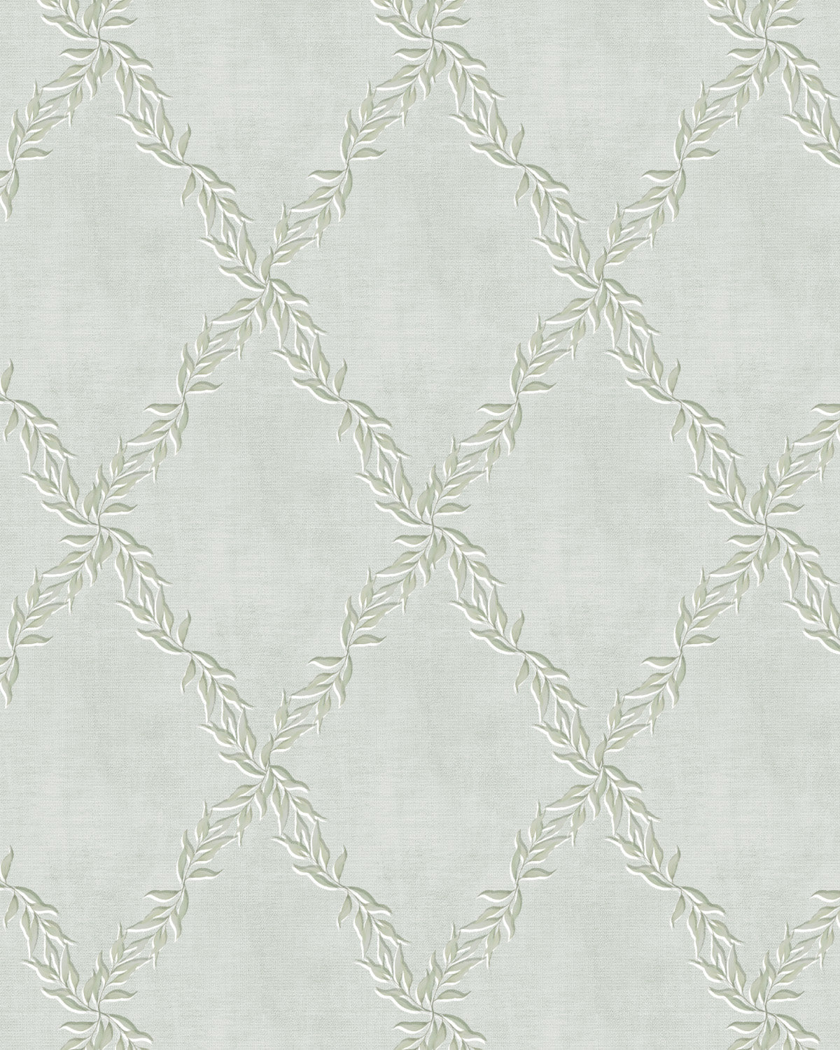 Leafy Lattice in Eucalyptus Green Wallpaper