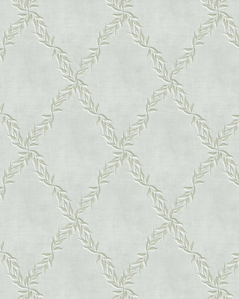 Leafy Lattice in Eucalyptus Green Wallpaper from Olive et Oriel where you can shop wallpaper and artworks online