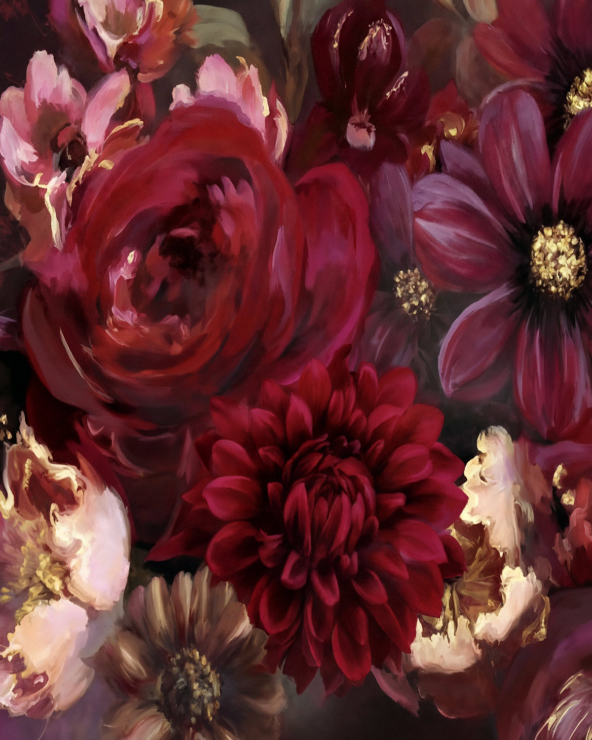 Crimson Bloom Mural Wallpaper