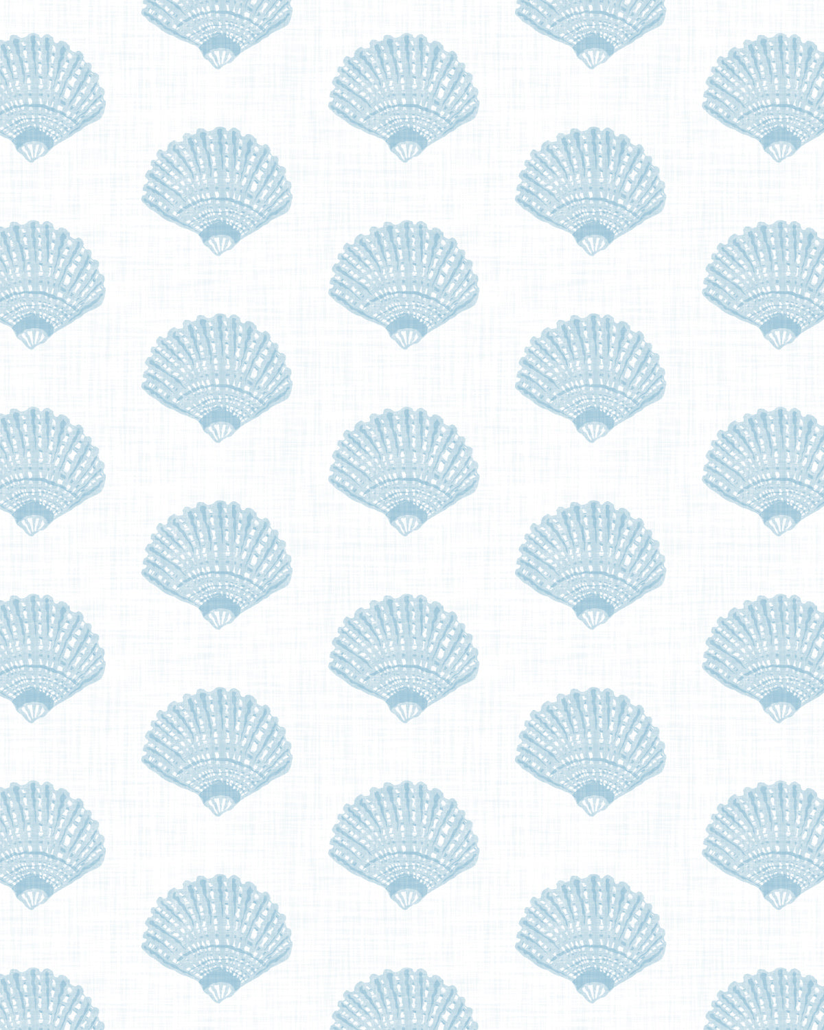 Coastal Shell Luxe Blue On White Wallpaper