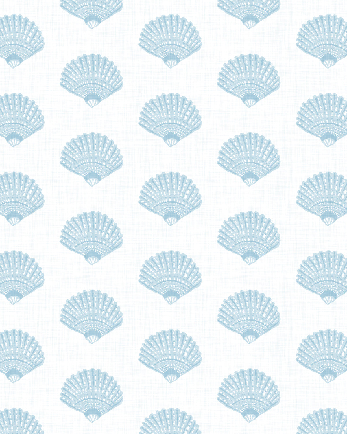 Coastal Shell Luxe Blue On White Wallpaper from Olive et Oriel where you can shop wallpaper and artworks online