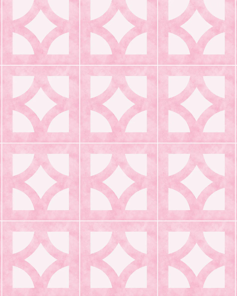Breeze Blocks in Palm Springs Pink Wallpaper from Olive et Oriel where you can shop wallpaper and artworks online