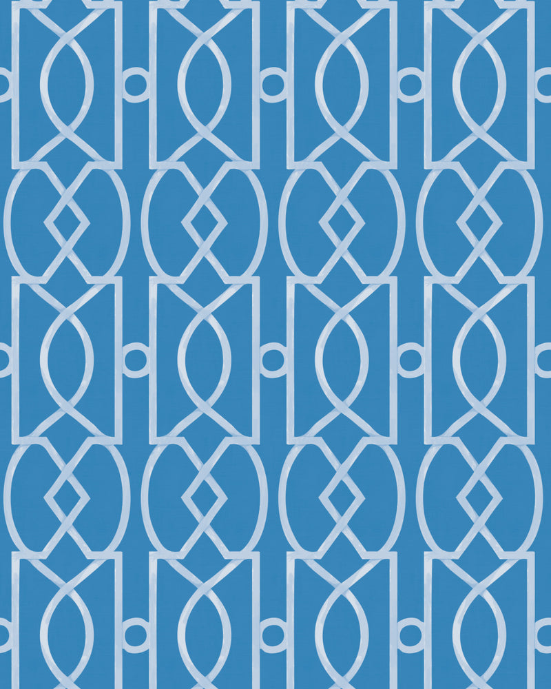 Trellis Luxe in Cerulean blue Wallpaper