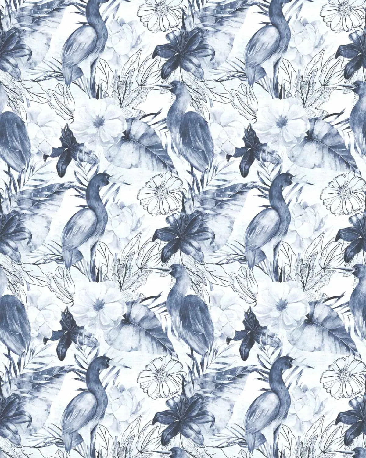 Navy Botanica II Wallpaper from Olive et Oriel where you can shop wallpaper and artworks online