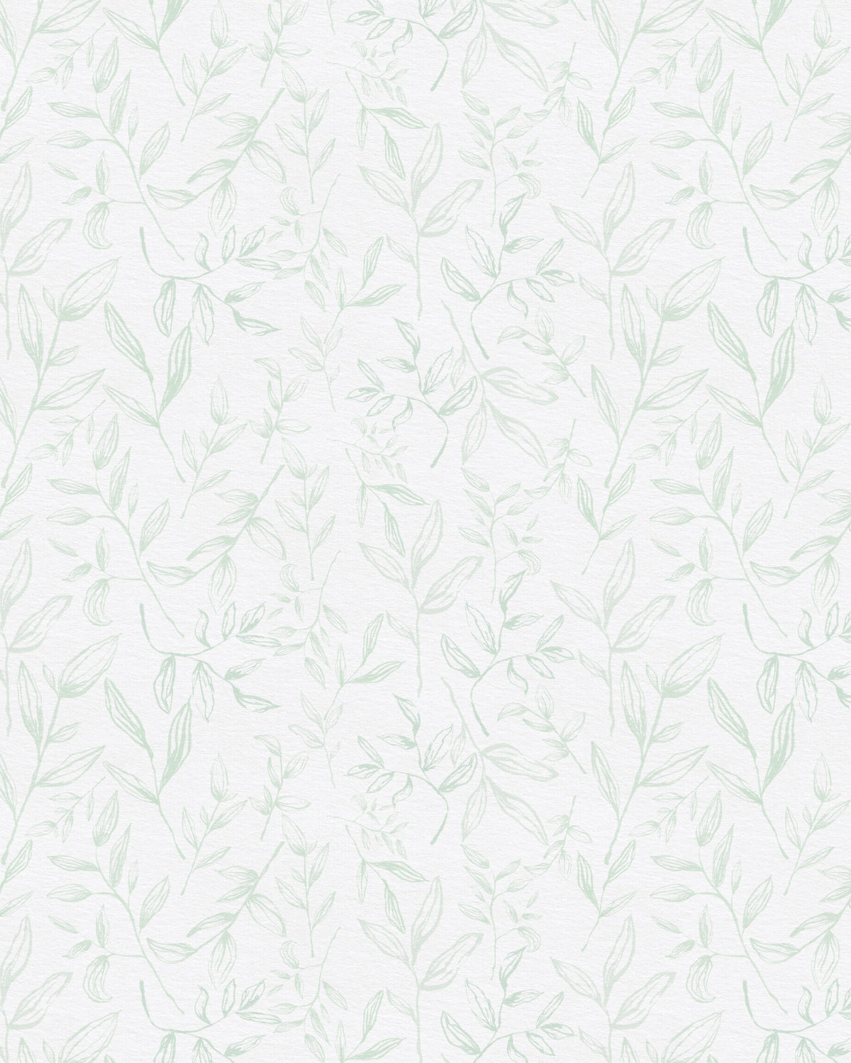 Falling Sketched Leaves in Sage Green Wallpaper