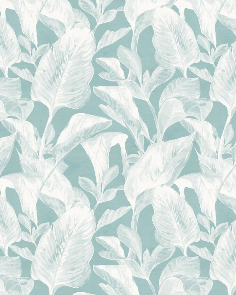 Oasis Palm Teal Blue Wallpaper from Olive et Oriel where you can shop wallpaper and artworks online