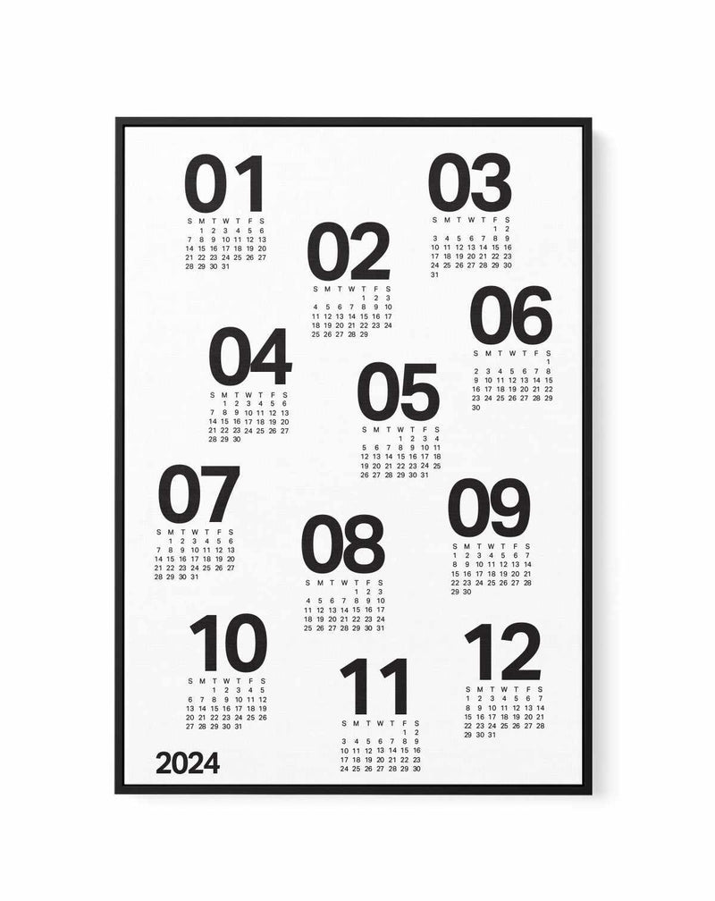 2024 Scatter Calendar B&W | Framed Canvas Art Print