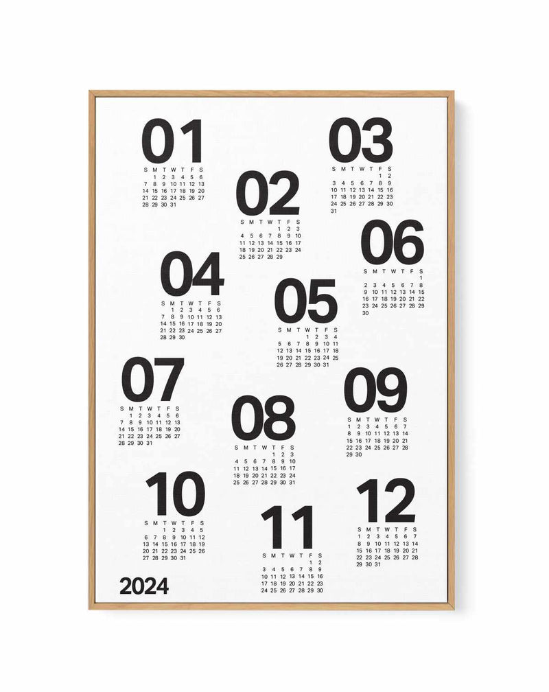 2024 Scatter Calendar B&W | Framed Canvas Art Print