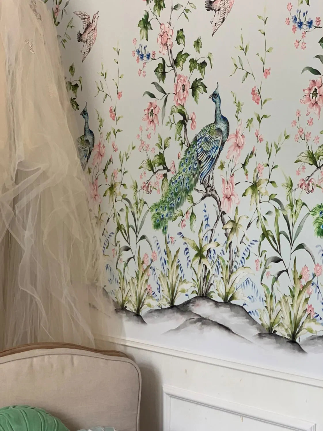 Chinoiserie Luxe I Wallpaper from Olive et Oriel where you can shop wallpaper and artworks online