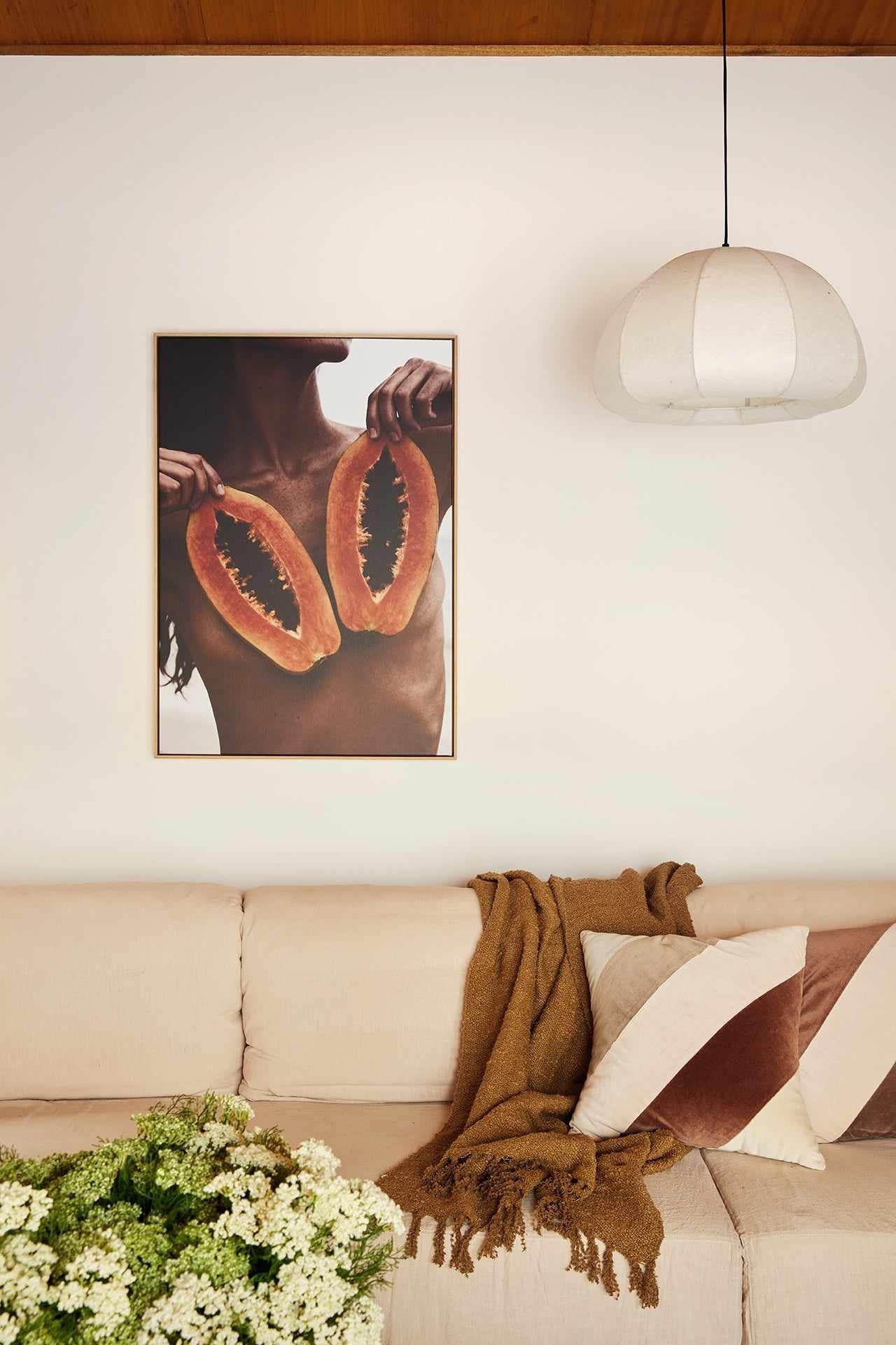 Two Papaya | Framed Canvas Art Print from Olive et Oriel where you can shop wallpaper and artworks online