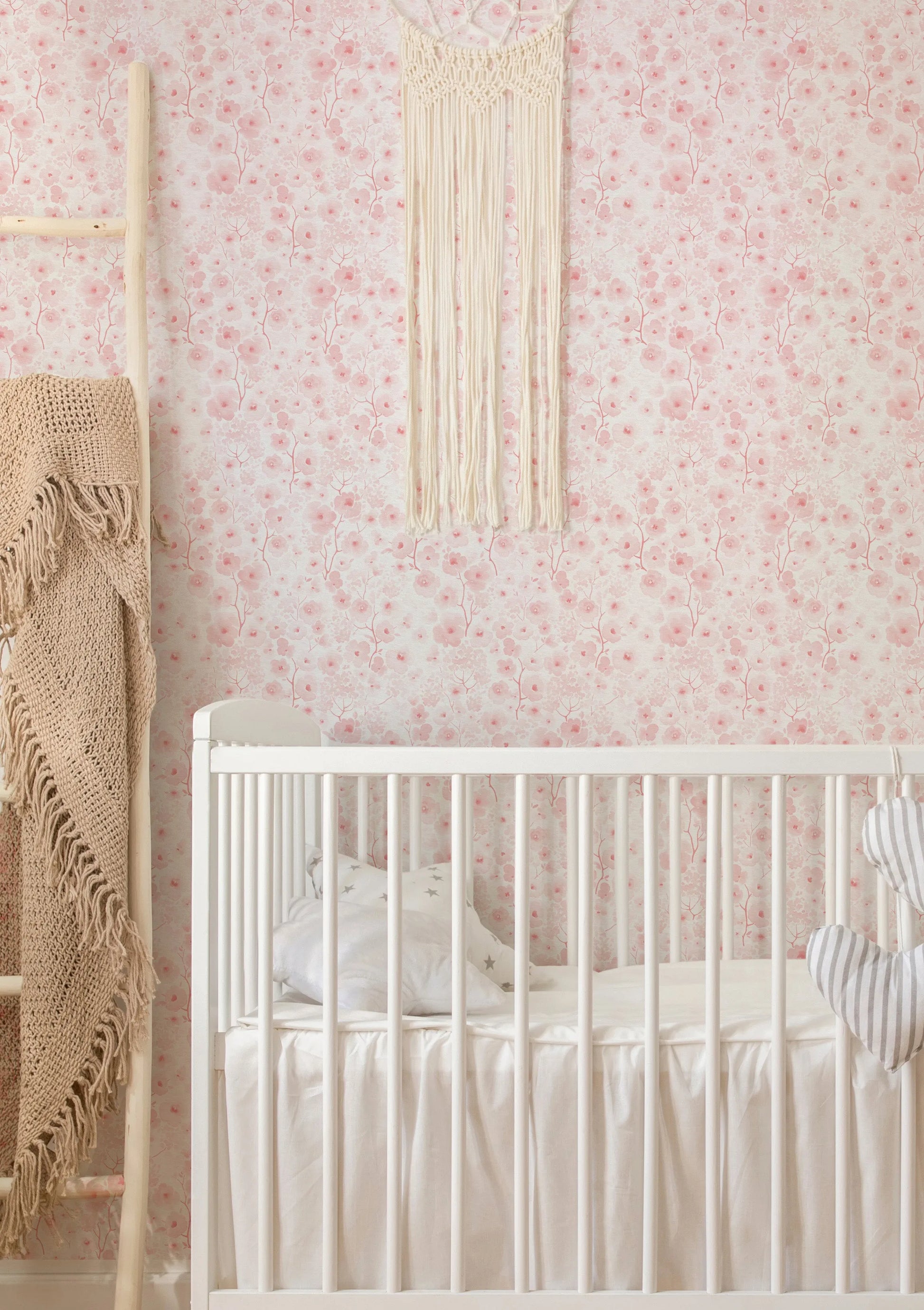 Sweet Pink Flowers Wallpaper from Olive et Oriel where you can shop wallpaper and artworks online