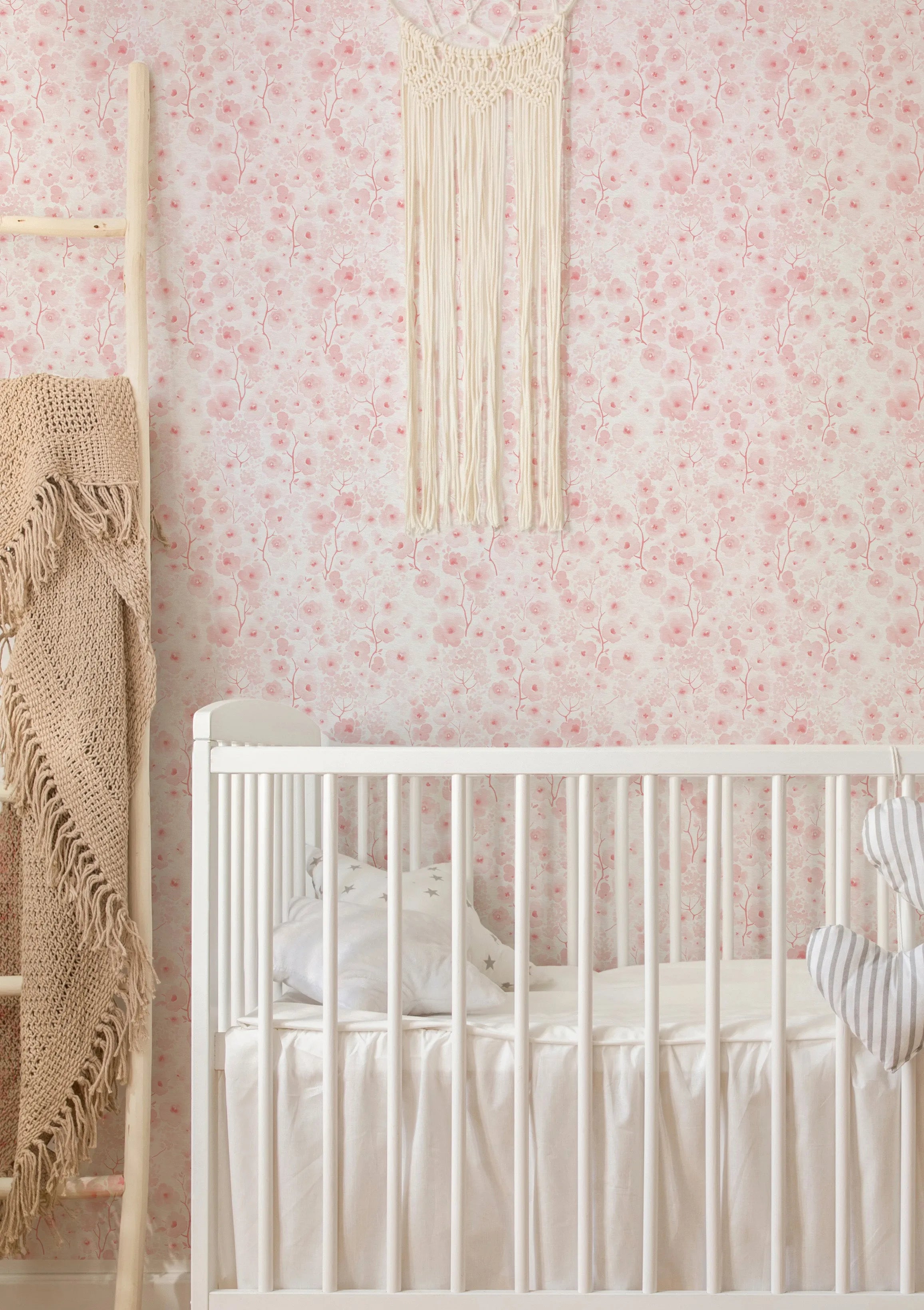 Sweet Pink Flowers Wallpaper from Olive et Oriel where you can shop wallpaper and artworks online