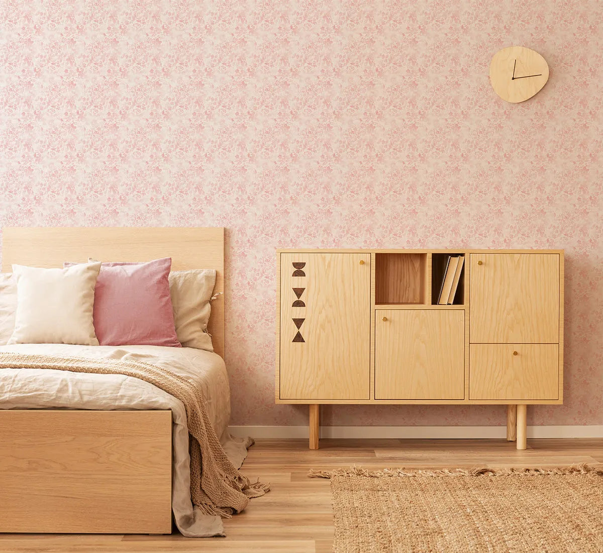 Watercolour Posy Soft Pink Wallpaper from Olive et Oriel where you can shop wallpaper and artworks online